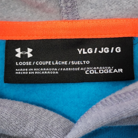 Under Armour Fleece Loose Big Logo UA Cold Gear Youth Large Hoodie - Picture 6 of 12